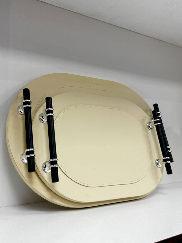 Set de 2 plateaux élégants en finition beige – Design moderne